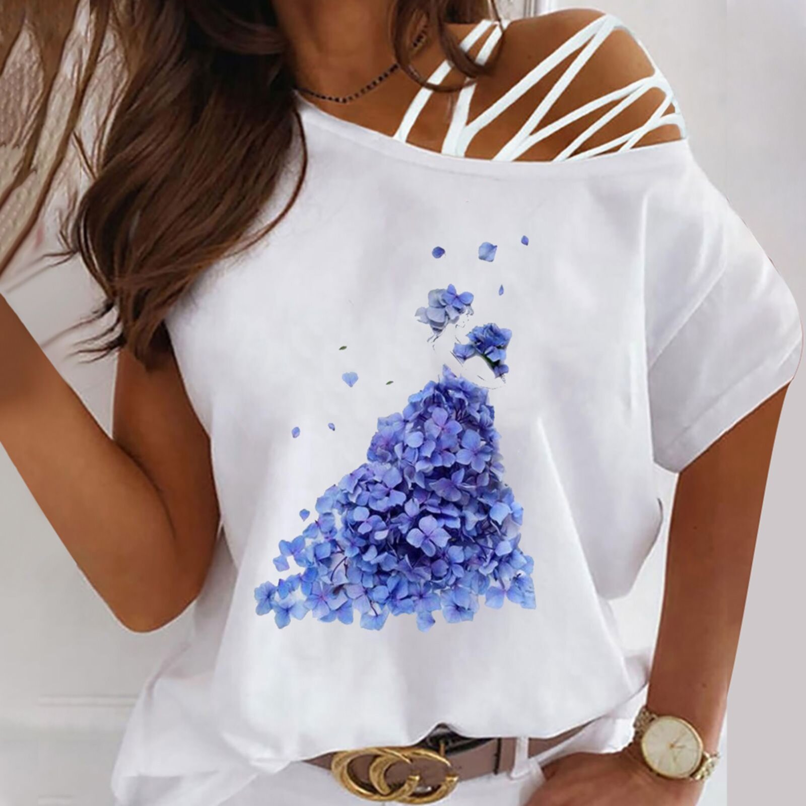 Summer Short Sleeve Printed Fashion Women T-Shirt